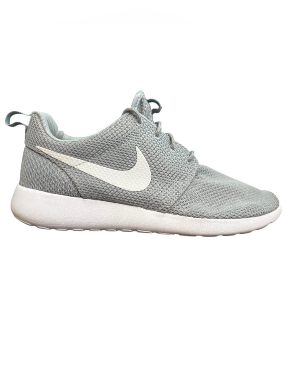 Men’s Nike Roshe One Wolf Gray Mesh Trainer with White Swoosh Size 9.5